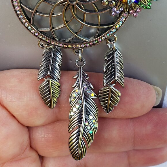 Dream Catcher Brooch with Rhinestones - Picture 4 of 10